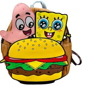 Nickelodeon loungefly SpongeBob SquarePants Krabby Patty Group Mini-Backpack NWT